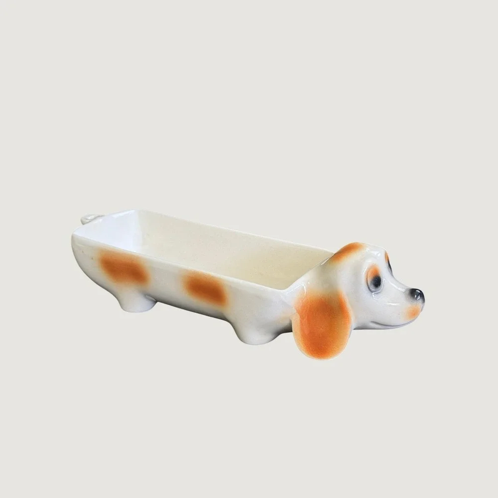 Vintage Dachshund Spotted Wiener Dog Cracker Hors D'Oeuvres Dish Tray